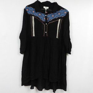 I41 Umgee Black Embroidered Dress Boho Festival